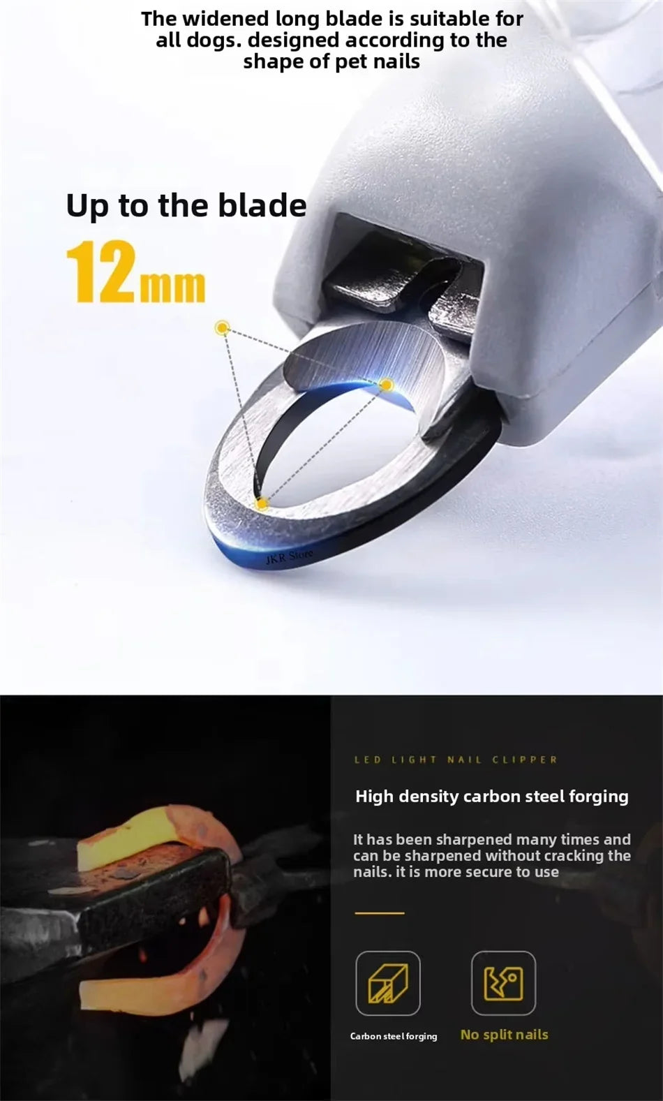 LED Pet Nail Clipper with 5X Magnifying Lens, Dog Cat Nail Trimming Scissors, Safe Claw Grooming Tool for Pets