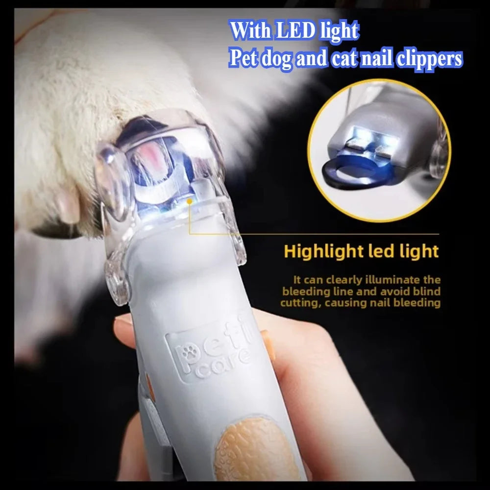 LED Pet Nail Clipper with 5X Magnifying Lens, Dog Cat Nail Trimming Scissors, Safe Claw Grooming Tool for Pets