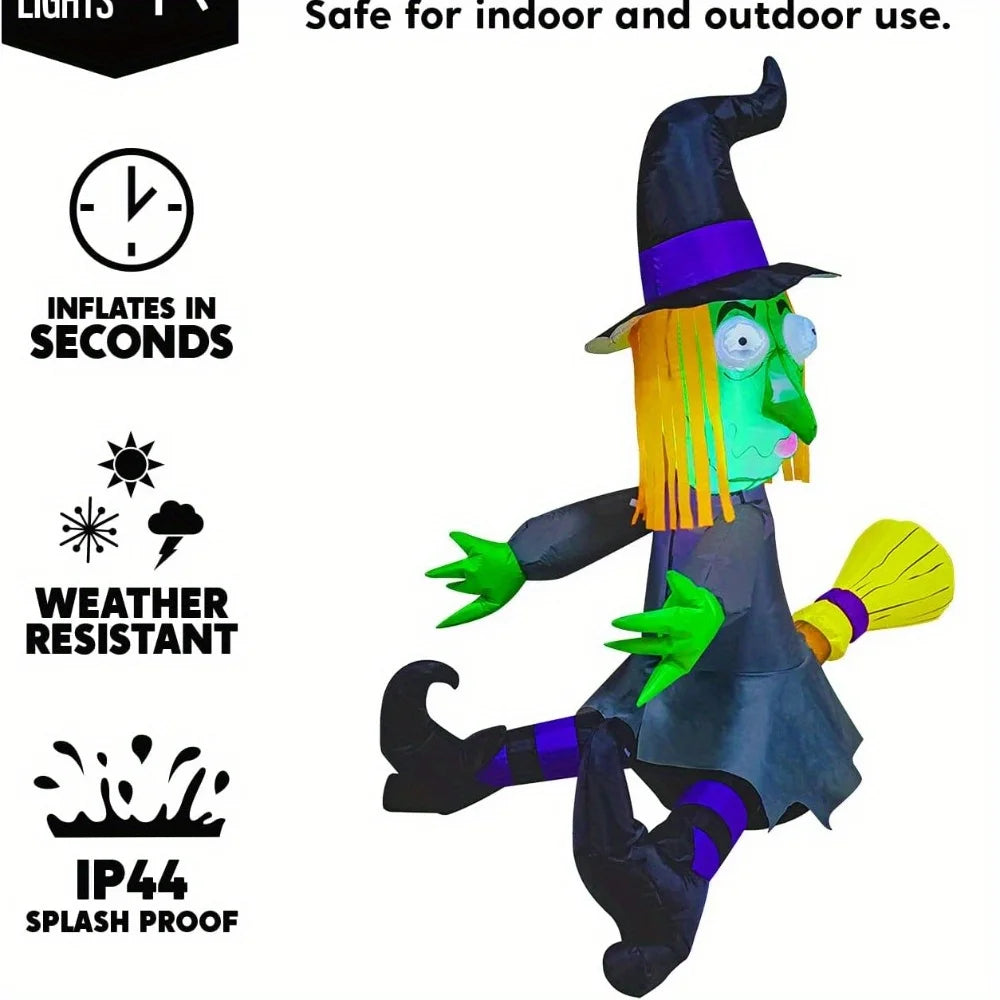 Halloween 4 ft Inflatable Witch with Built-In LED Lights