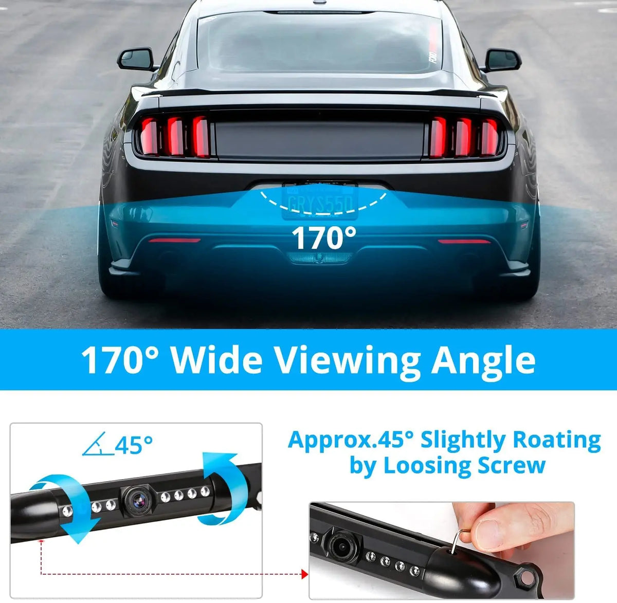 New Universal License Plate Metal Frame Rear View Backup Camera CMOS HD 8 LED Night Vision 170° Waterproof Car Reverse Camera