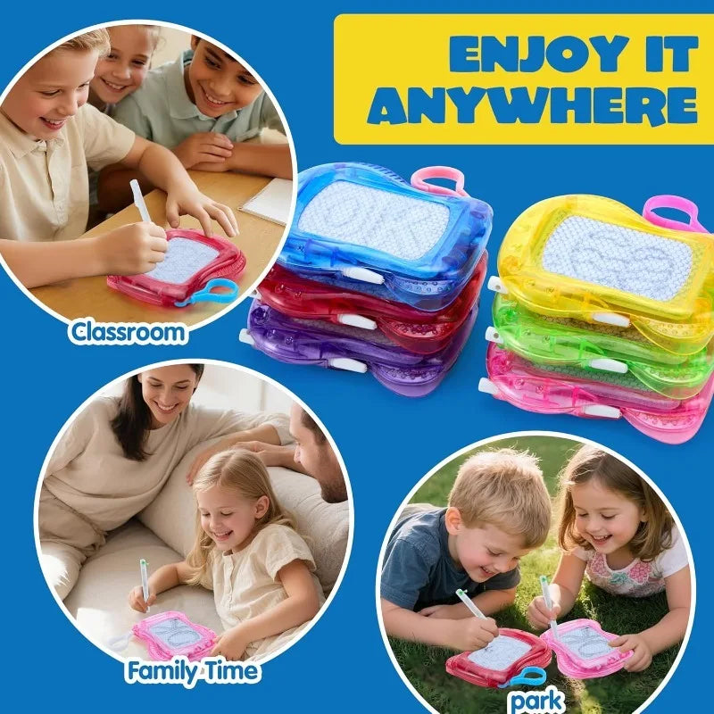 12 Pcs Mini Magnetic Drawing Board 6 Different Color Erasable Keychain Drawing Board Writing Pad for Boys and Girls Party Favors for Kids 8-12