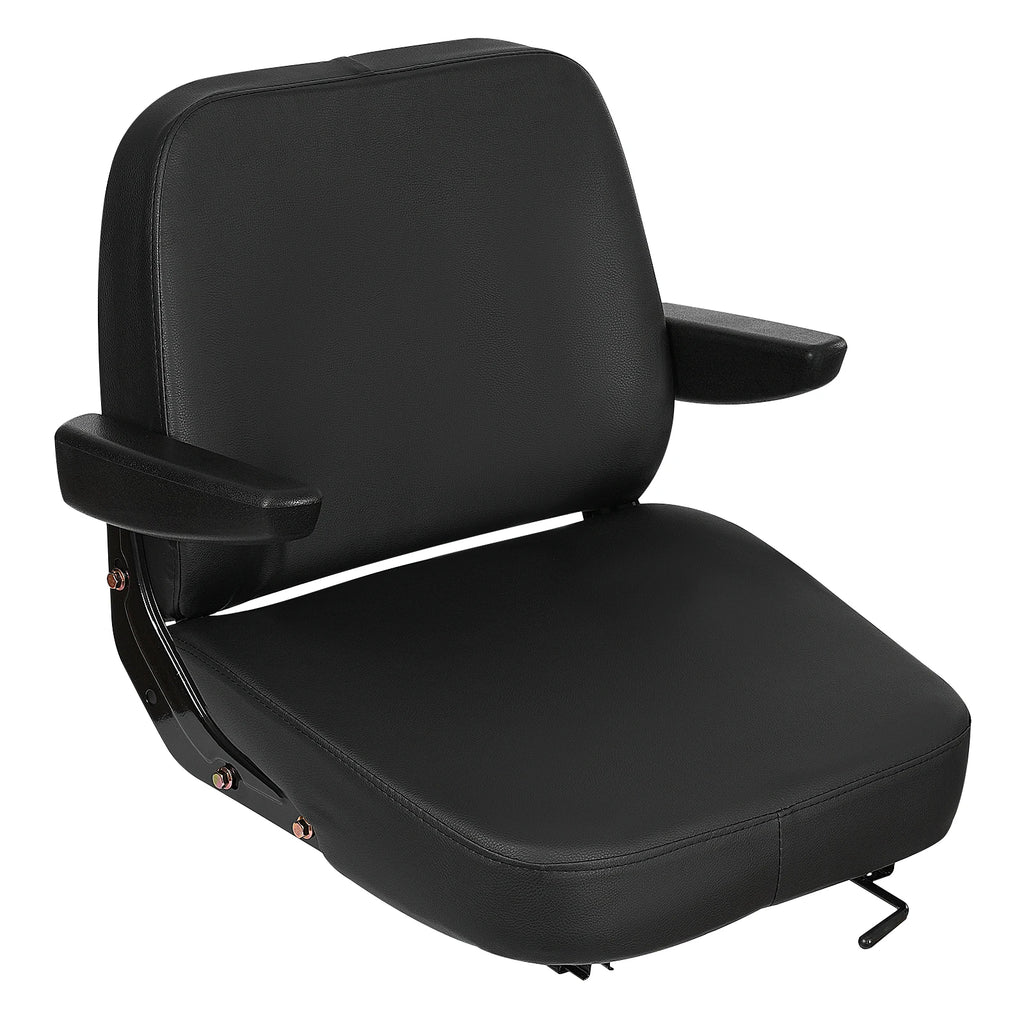 Forklift Seat with Armrest Universal Driver Side Tractor Seat Black Capacity 100kg Adjustable Bulldozer Lawnmower Seat