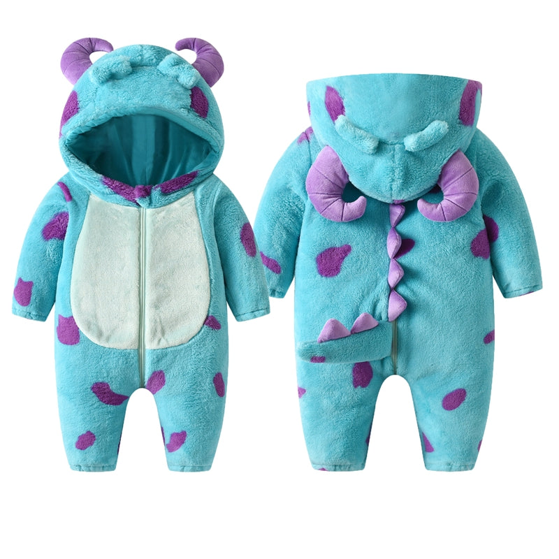 0-3Years Infant Baby Boy Girl Fleece Jumpsuit Horn Hooded Warm Thicken Winter Rompers Outwear Snowsuit