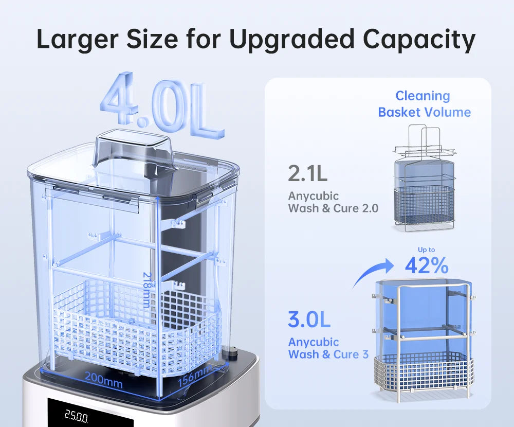 ANYCUBIC Wash & Cure 3 Curing Washing Machine For SLA LCD Resin 3D Printer For Photon Mono 4/4 Ultra Cleaning Size 165*100*165mm