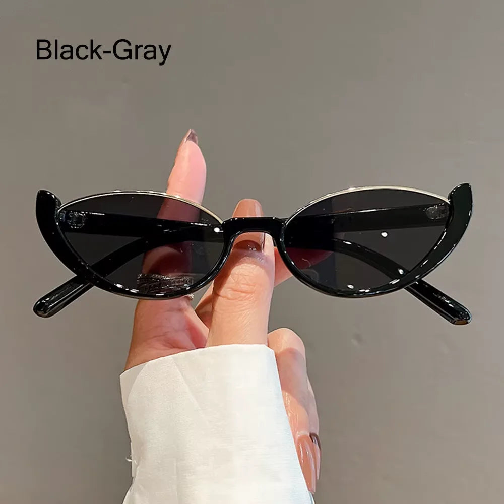 Vintage Small Cat Eye Sunglasses for Women, Trendy Half-Frame Fashion Shades