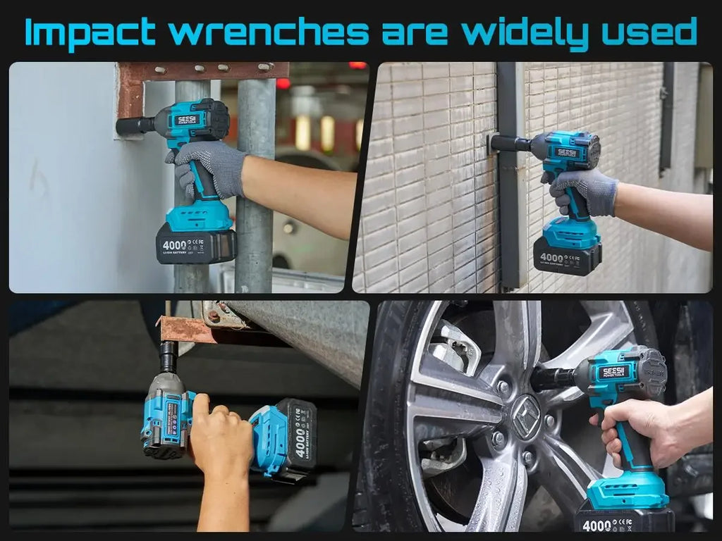 Seesii 3-In-1 Tool Combo Kit Rotary Hammer Drill Impact Wrench Angle Grinder Electric Brushless Cordless Battery Powered Tool Kits with 2x4.0Ah Batteries for Car Home Heavy-duty