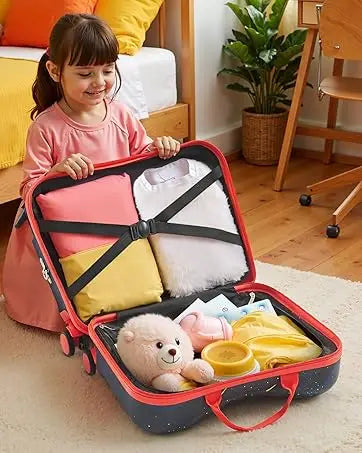 20L 20 Inch Purple Kids Ride-on Luggage Scooter Suitcase Flash PU Wheels Adjustable Handle TPR Grip Foldable for 5+ Kids Travel