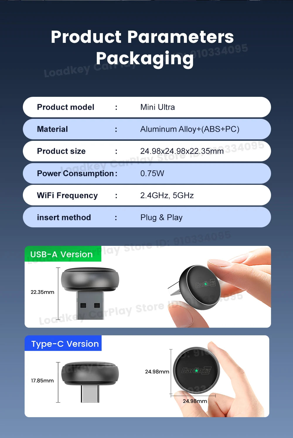 New CarlinKit Mini Ultra3 Wireless CarPlay Adapter Android Auto Wireless Dongle 2-In-1 Wireless Adapter Auto Connect 5.8G Wifi