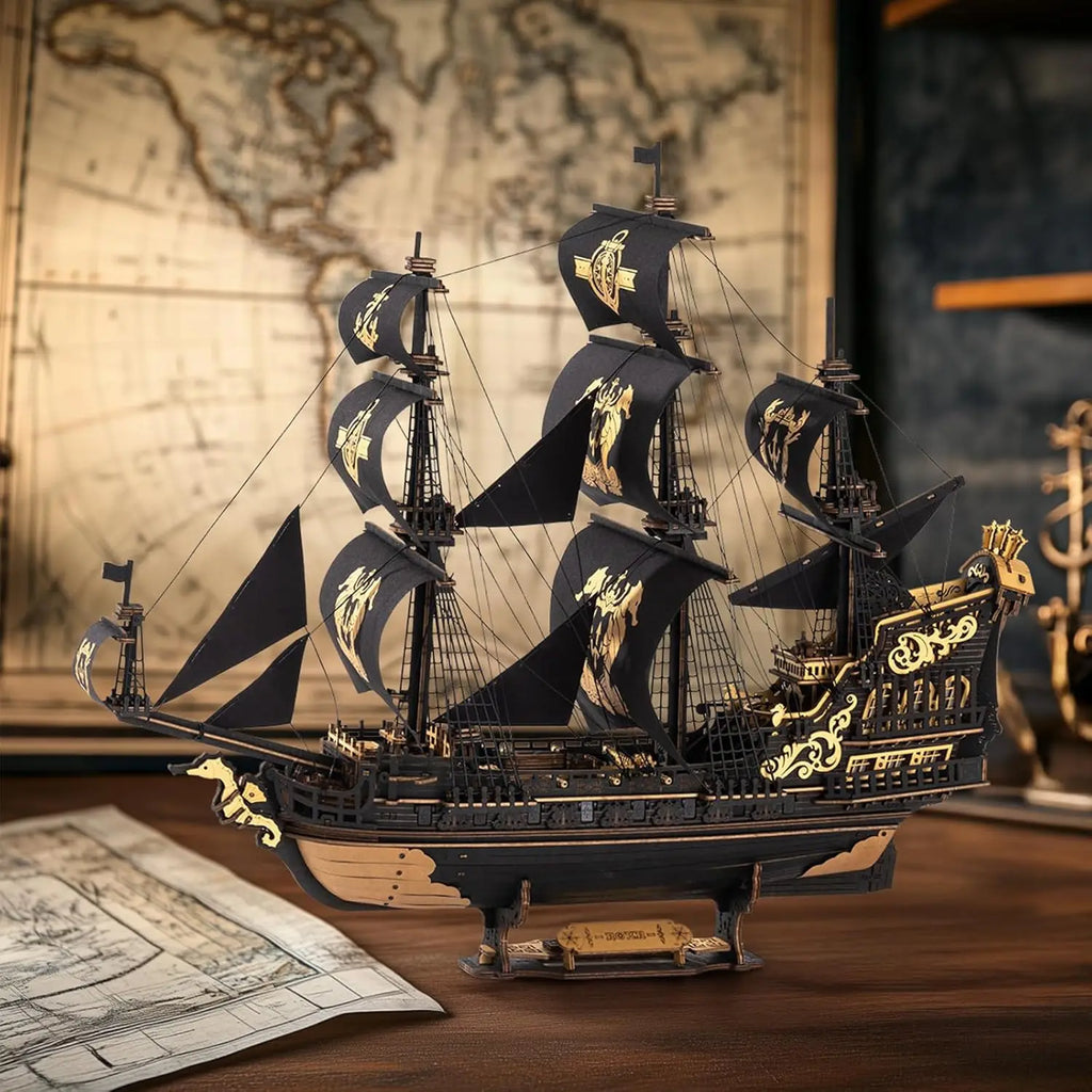 Robotime 3D Puzzle Wooden Seahouse Barque Model Kits Build Home Desk Decoration Gift For Teens and Adults