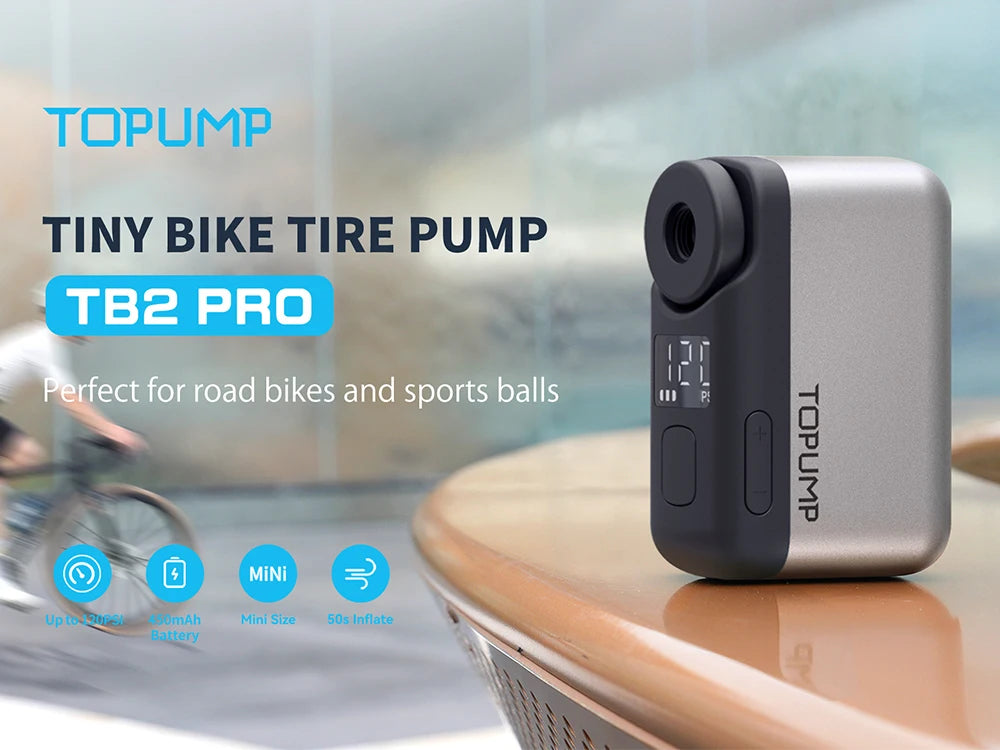 Tiny Pump Mini Bike Tire Pump with Gauge, 120PSI Portable Electric Bicycle Air Pump, Auto Stop, Type-C Rechargeable Battery