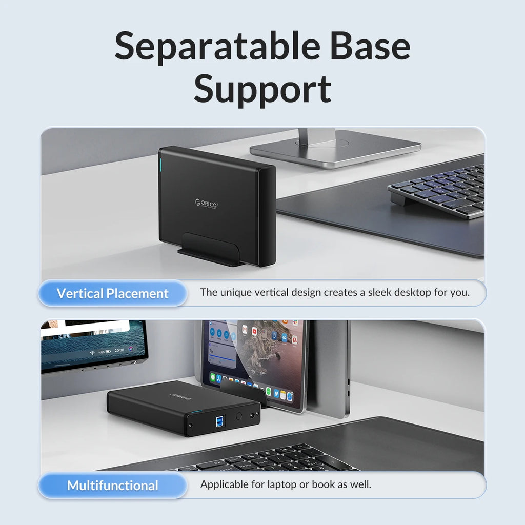 ORICO 3.5 inch Hard Drive Enclosure, USB-C and USB 3.0 SATA External HDD Case