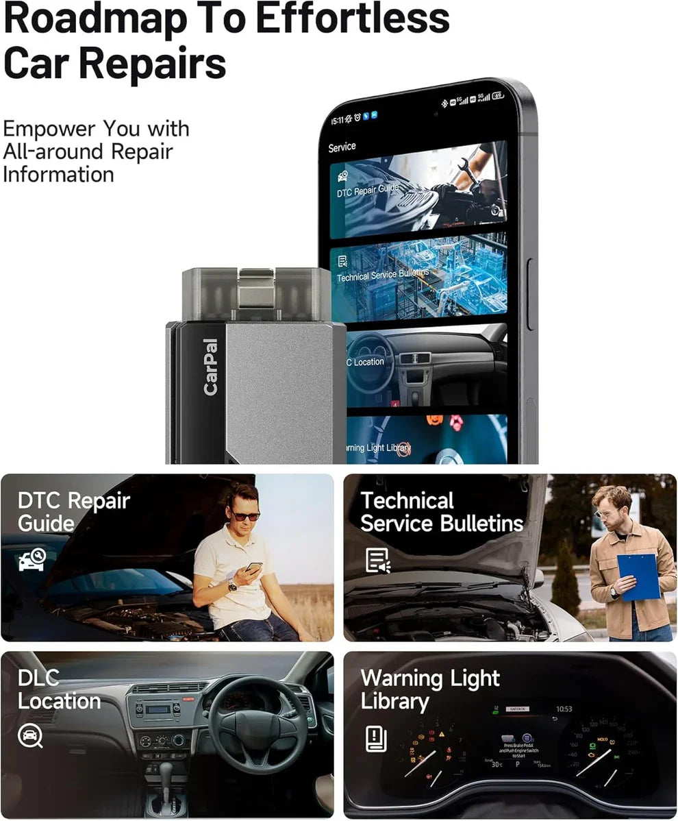 TOPDON OBD2 Bluetooth Scanner Code Reader All System 6 Reset OBD 2 Auto Diagnostic Tool OBD2 Scanner Battery Tester Carpal