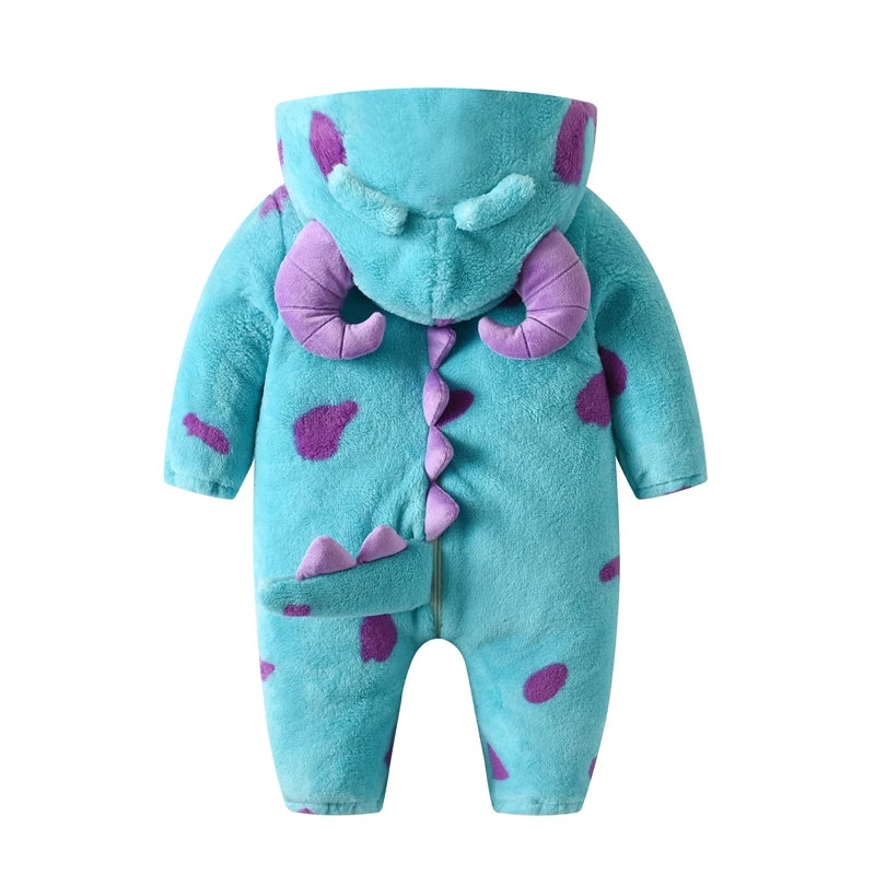 0-3Years Infant Baby Boy Girl Fleece Jumpsuit Horn Hooded Warm Thicken Winter Rompers Outwear Snowsuit