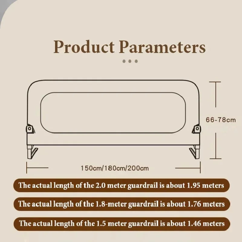 Adjustable Bed Rail Guard for Toddlers, Portable Anti-Fall Safety Bed Barrier
