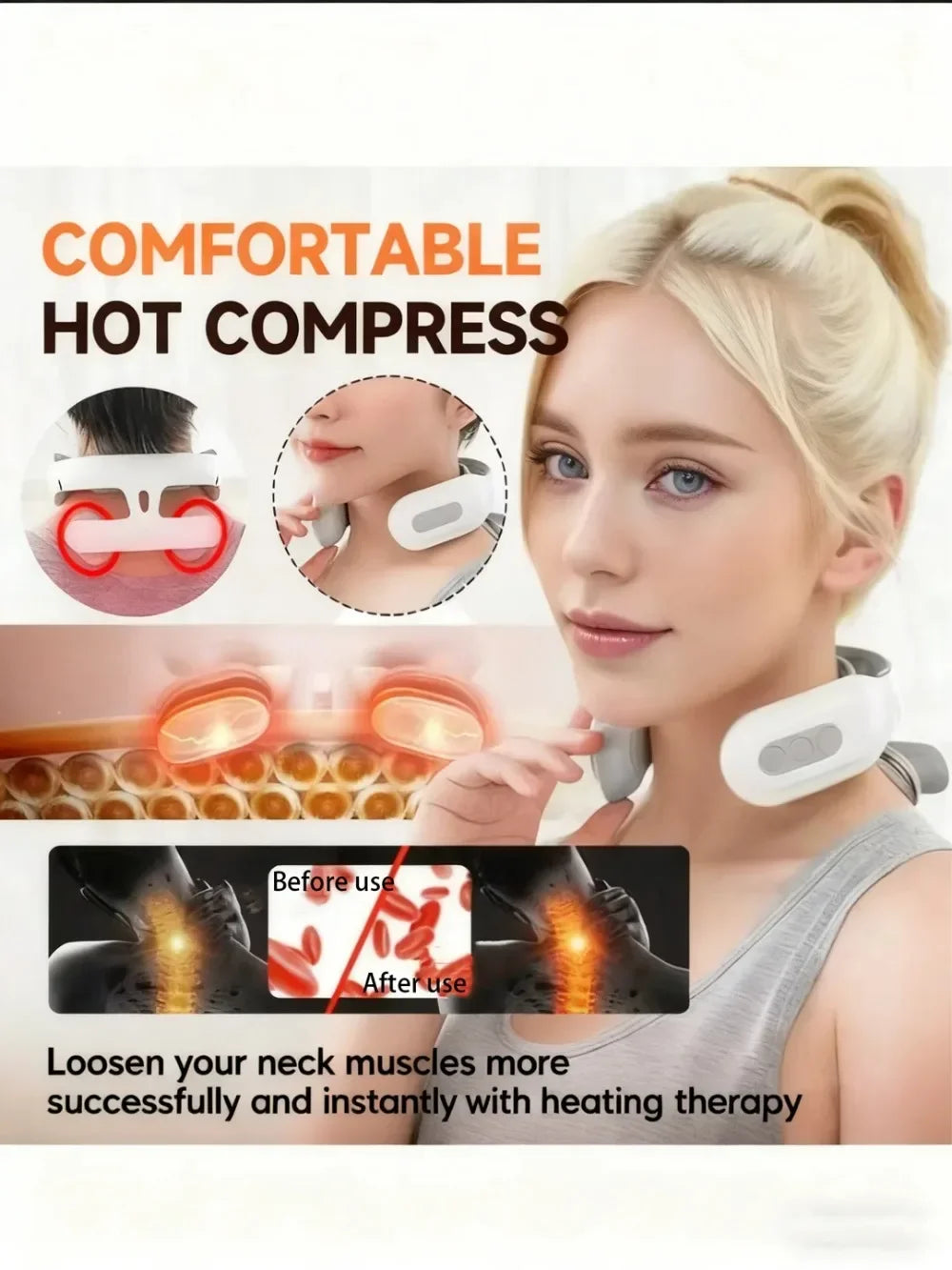 1 Pc Smart Portable Neck Shoulder Massager, Rechargeable Electric Massage Machine, for Home & Office Daily