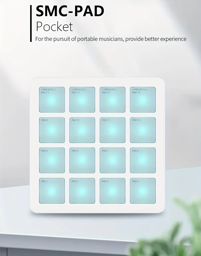 M-VAVE 16-Pad RGB Backlit MIDI Controller, Portable Music Production Pad