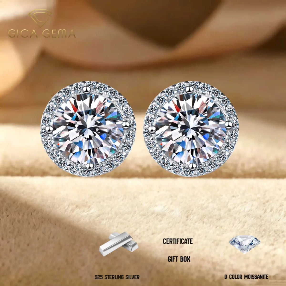 1CT*2 D VVS1 Multi-color Moissanite S925 Earrings Exquisite Jewelry for Women to Shine at Weddings and Parties GIFT Retro