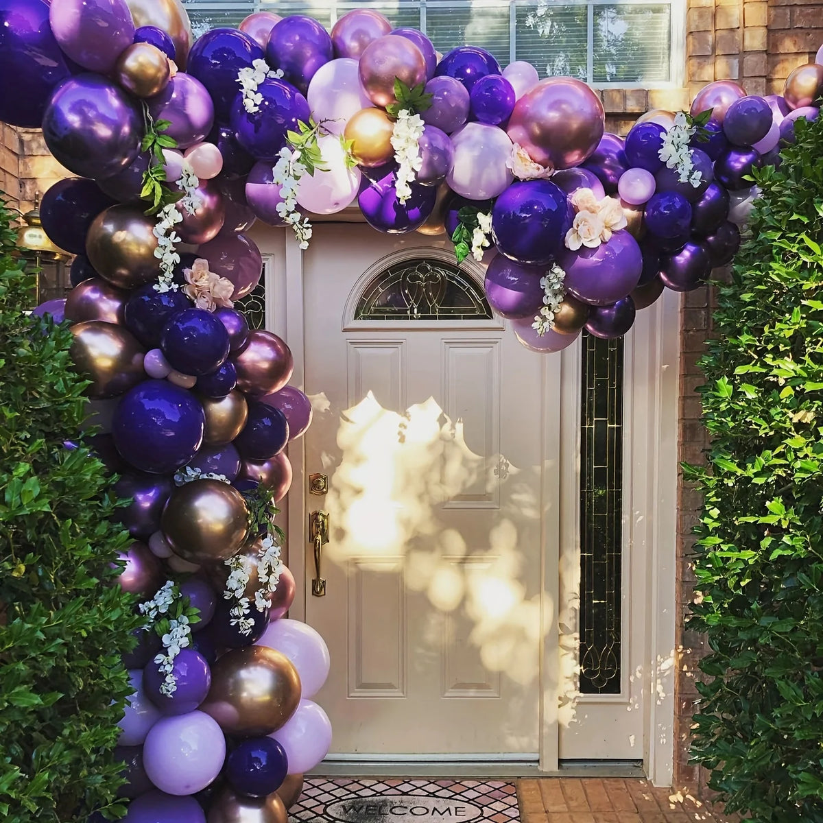 Purple and Gold Balloon Garland Arch Kit, 140 Pieces