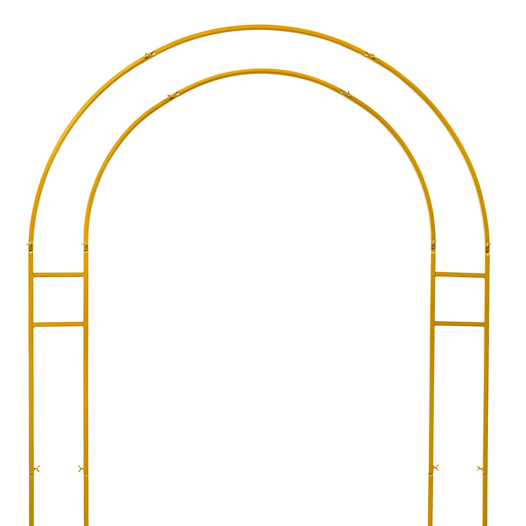 Gold Round Arch Backdrop Stand 2.2m Large Wedding Party Decor with Double Tube for Flowers Balloons Heavy Duty Steel Frame