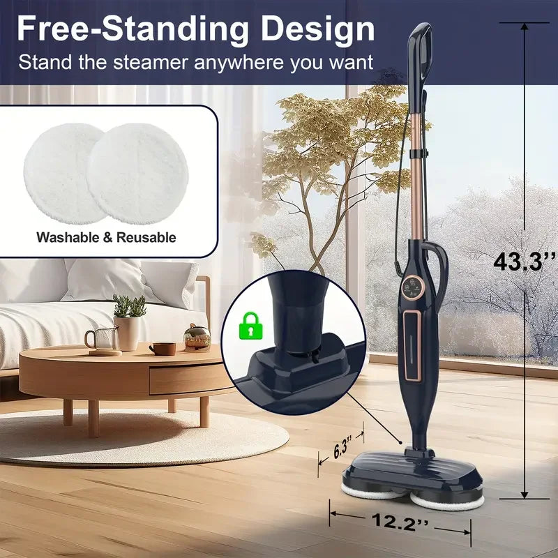 VM6 Steam Mop Cleaner with Rotating Mop Pads 1300W Powerful Floor Steamer 10 in 1 Lightweight Spin Mop High Temperature with Steam Blaster Technology