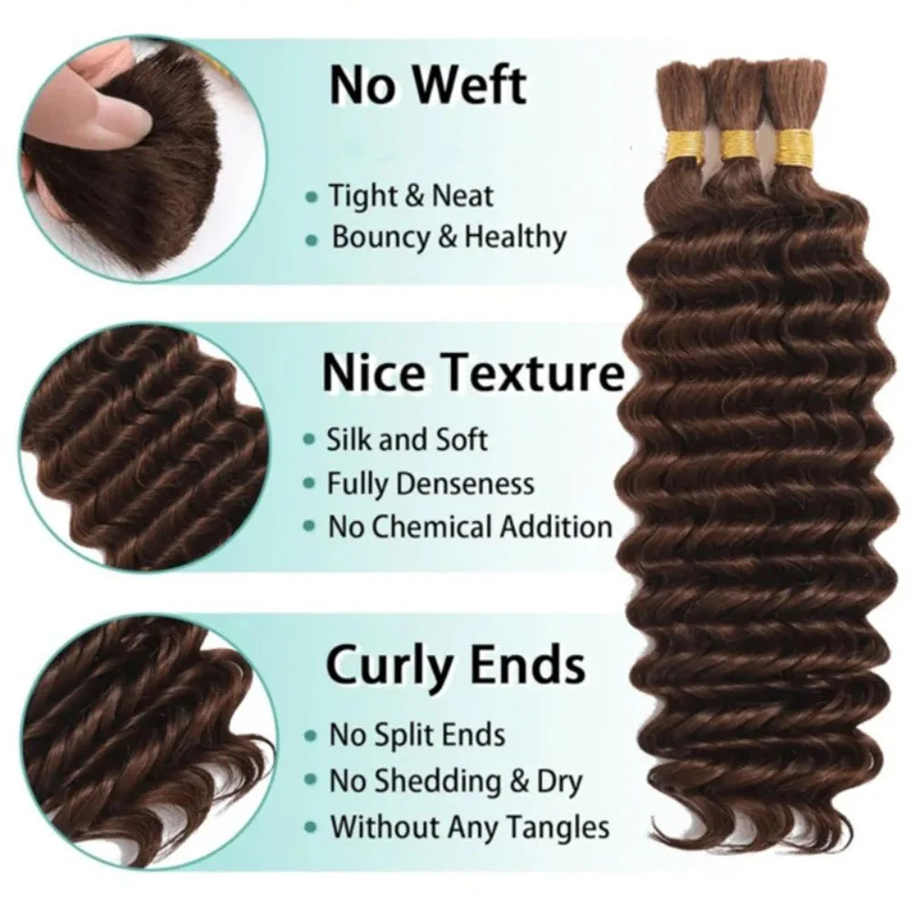 Deep Wave Human Braiding Hair, 2 Bundles
