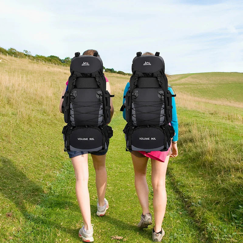 90L Large Camping Backpack Travel Bag Men's Women Luggage Hiking Shoulder Bags Outdoor Climbing Trekking Sports Rucksack Nylon