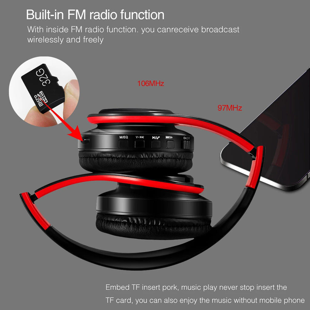 Wireless Bluetooth Stereo Headset Upgrading Sports Overhead Earphone with Mic for Smart Phone TV PC Tablet - Music
