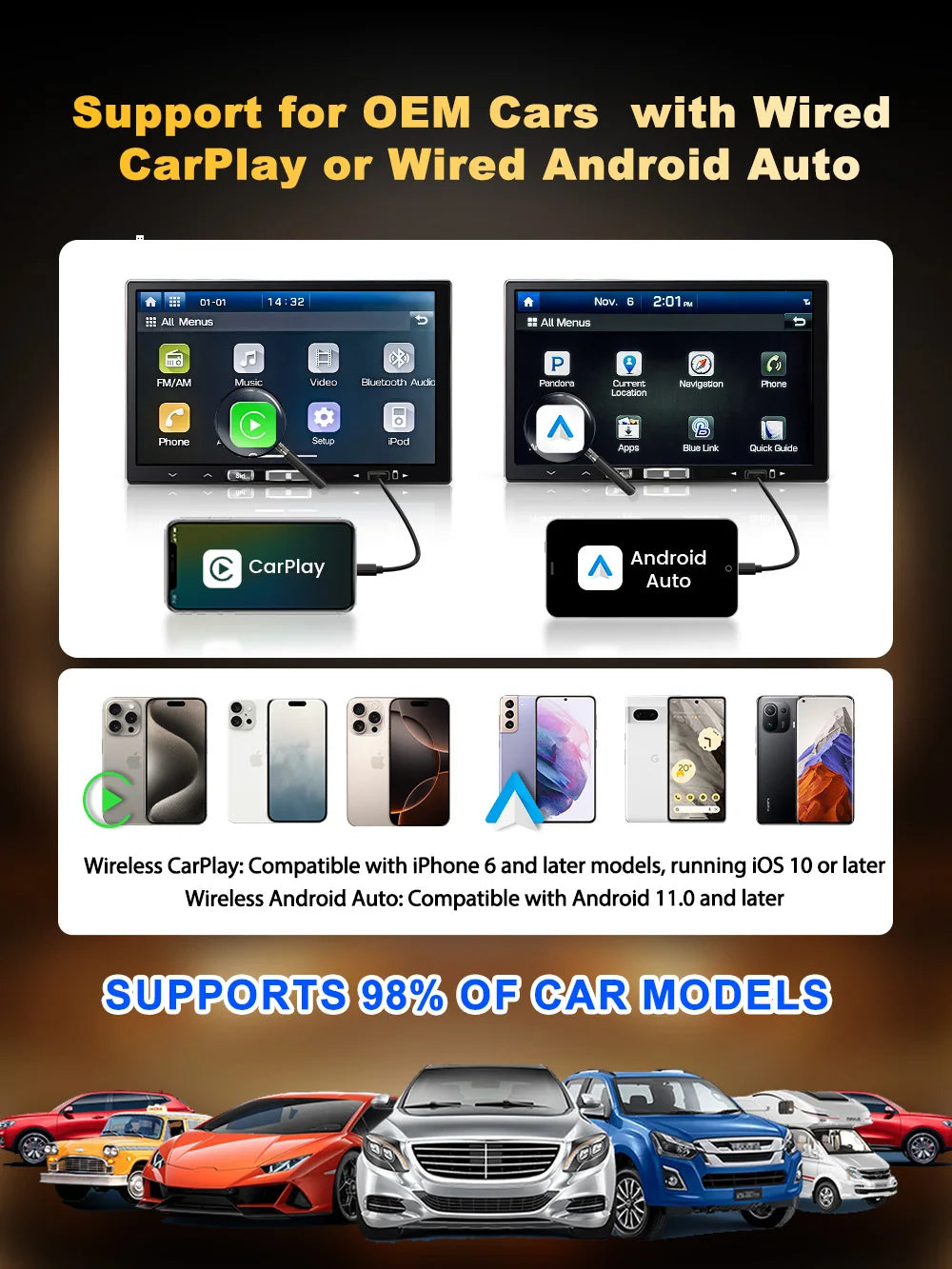 CarlinKit Mini Ultra 3 Wireless CarPlay and Android Auto Adapter, 2-in-1 Plug and Play
