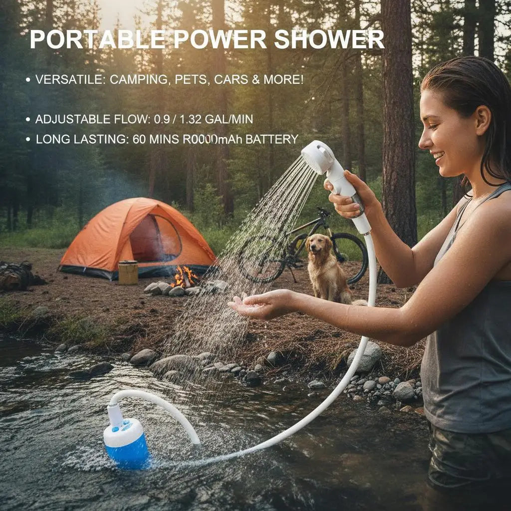 Outdoor Shower Portable Handheld Rechargeable Gentle Pet Bath Sprayer for Dogs and Cats Versatile Water Pump for Car Wash Garden Watering and Flower