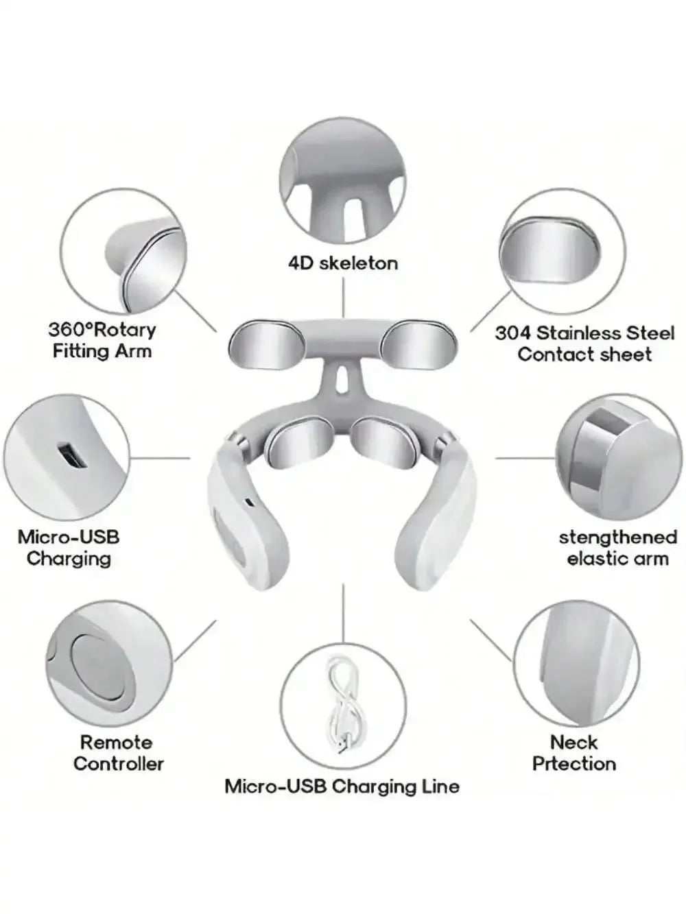 1 Pc Smart Portable Neck Shoulder Massager, Rechargeable Electric Massage Machine, for Home & Office Daily