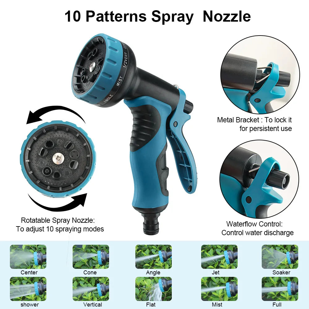 Expandable Retractable Flexible Garden Water Hose With 8 Spray Modes Nozzle Heavy Duty Leak Free Brass Fitting Collapsible Stretch Water Pipe For Yard Plant Irrigation Car Wash Pet Shower Balcony Patio Camping Outdoor Househo