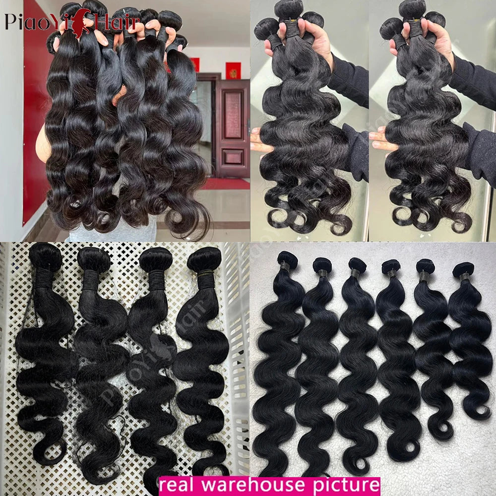 Body Wave Human Hair Bundles with Lace Frontal