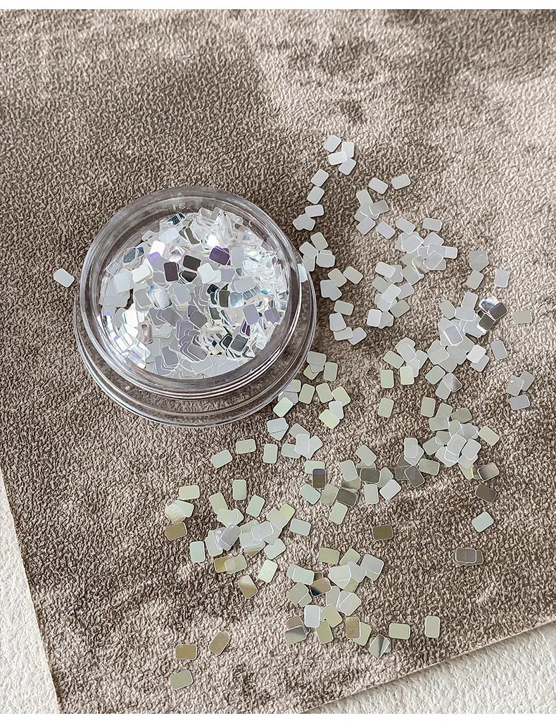 Silver Glitter Nail Charms Set