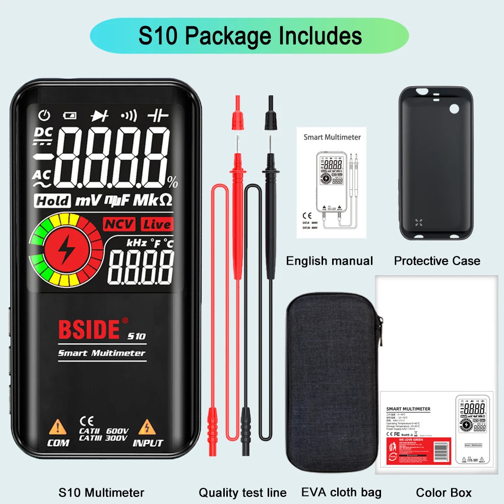 Smart Digital Multimeter S10 S11 Profesional 9999 Multitester DC AC Volt Capacitor Ohm Diode USB Recharge Electric Tester