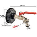 IBC Tank Tap Adapter S60*6 Coarse Thread to Brass/Alloy 16mm Quick Connect Replacement Valve Garden Home Valve Fitting Faucet