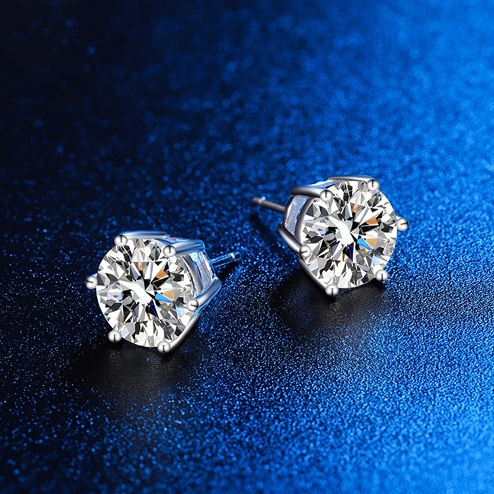 925 Sterling Silver Moissanite Stud Earrings