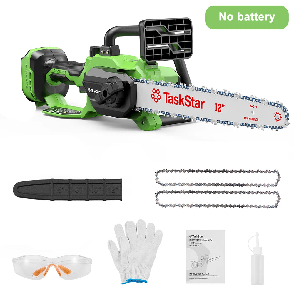 12 Inch Brushless Electric Chainsaw Cordless Electric Saw with Auto Oiler & Security Lock