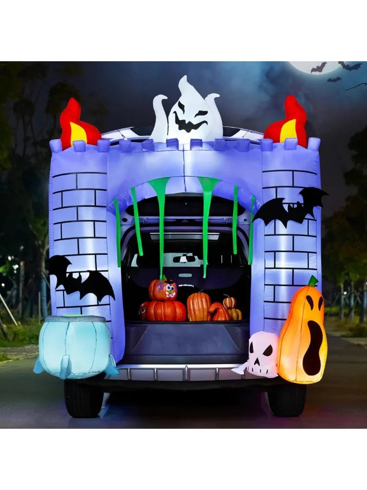 Halloween 6 ft Inflatable Haunted Castle Trunk-or-Treat Decor with LEDs