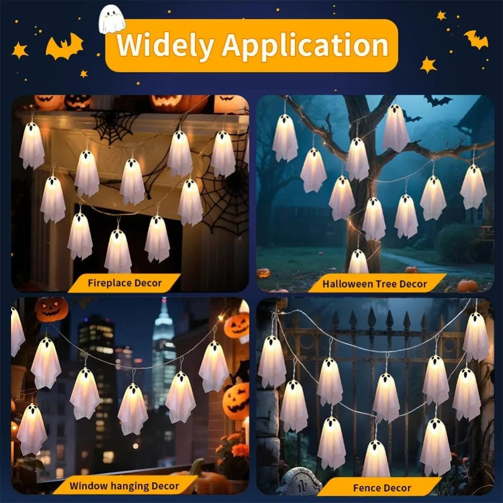 Halloween Ghost String Lights, 8 Modes Waterproof LED Garland