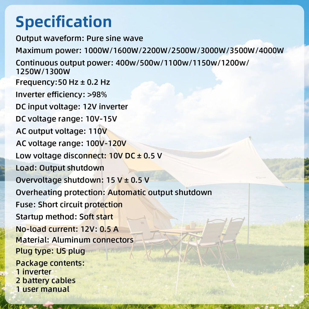 Pure Sine Wave Inverter DC12V To AC110V 60HZ 1000W/1600W/2200W/2500W/3000W/3500W/4000W Power Voltage Converte