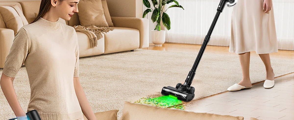 Cordless Vacuum Cleaner, 55Kpa/55min Self-Standing Powerful Stick Lightweight Vacuum Cleaner for Home Fur/Hard Floor/Rug