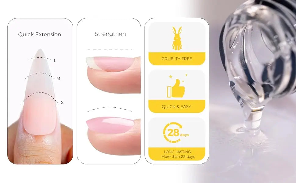 Makartt 5-in-1 Builder Gels Nail Gel Extension Nail Strengthen & Nail Repair Base Coat Nail Polish Soak Off UV/LED Lamp Needed
