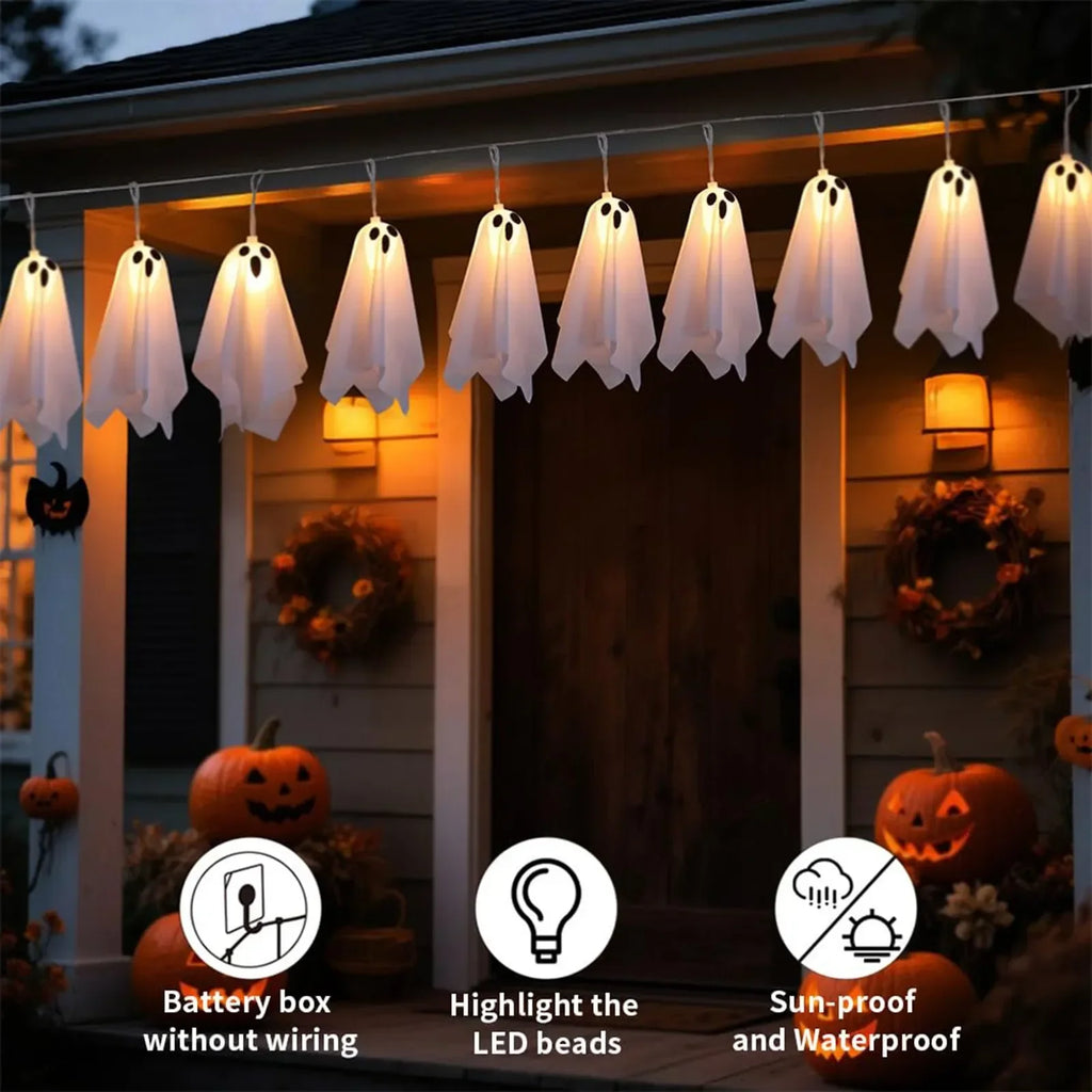 Halloween Ghost String Lights, 8 Modes Waterproof LED Garland
