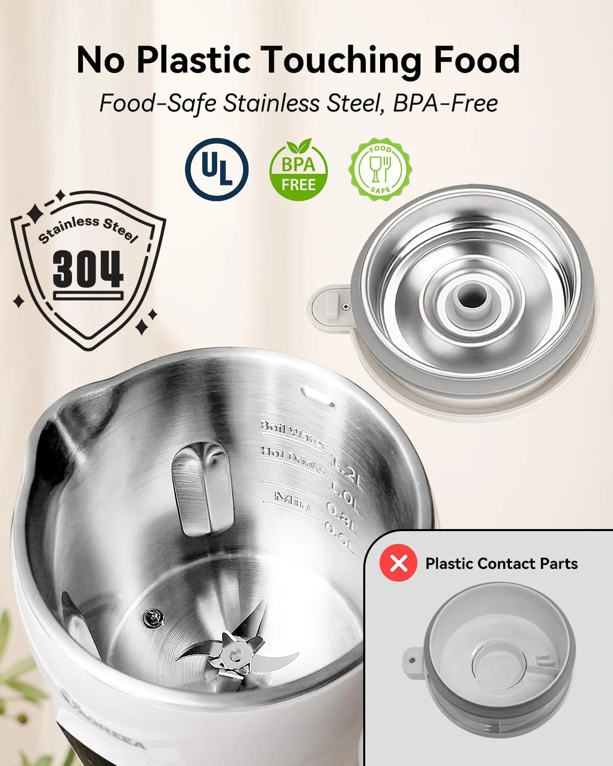 （ stainless steel inner lid）8 in 1 Nut Milk Maker Machine, 42oz IMD Screen Almond Milk Maker, Soy Milk Maker with Self-Cleaning, Delay Start, Keep Warm, Boil Water, Automatic Plant-Based Milk Blender for Soybean, Oat, Coc