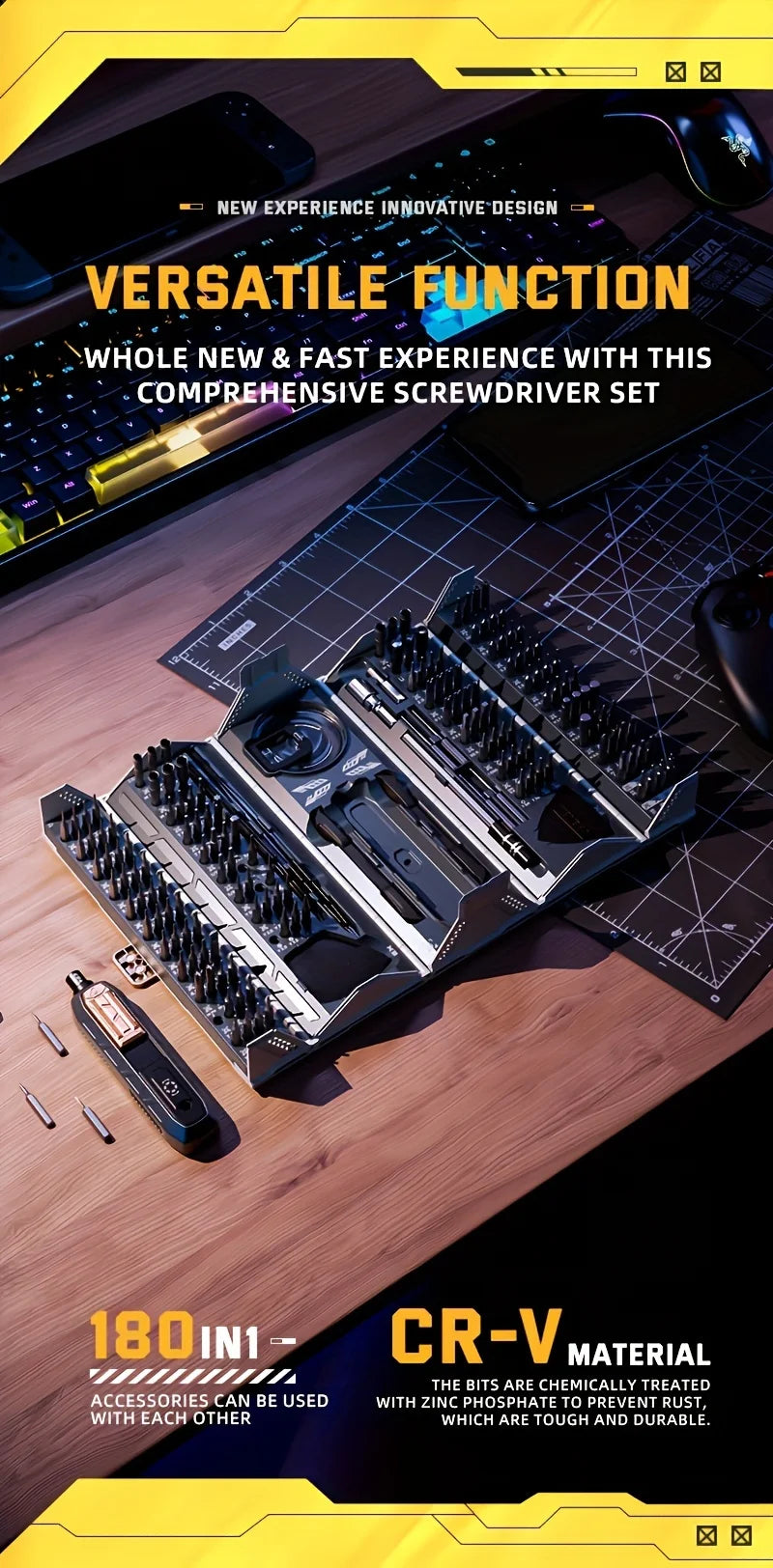 180-in-1 Precision Screwdriver Set with Magnetic Bits for Phones, Laptops and Glasses Repair