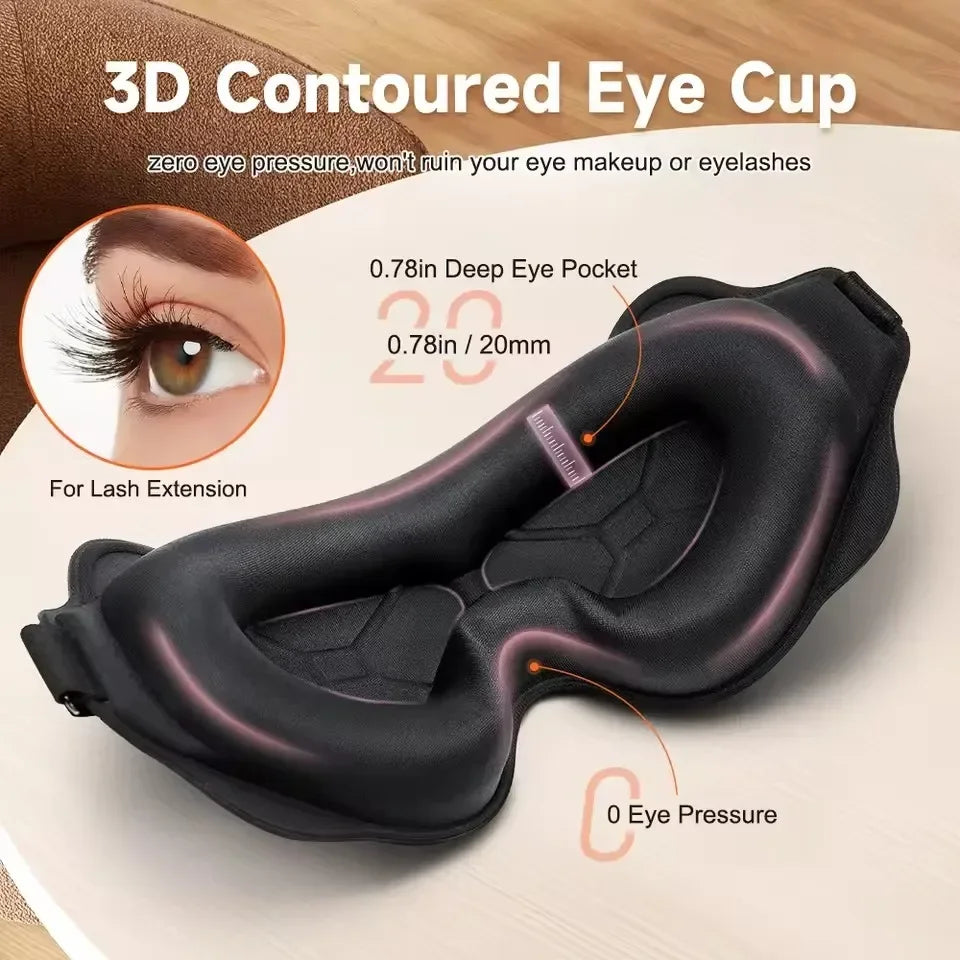 3D Contoured Sleep Mask, Molded Cup Blackout Eye Mask for Men and Women