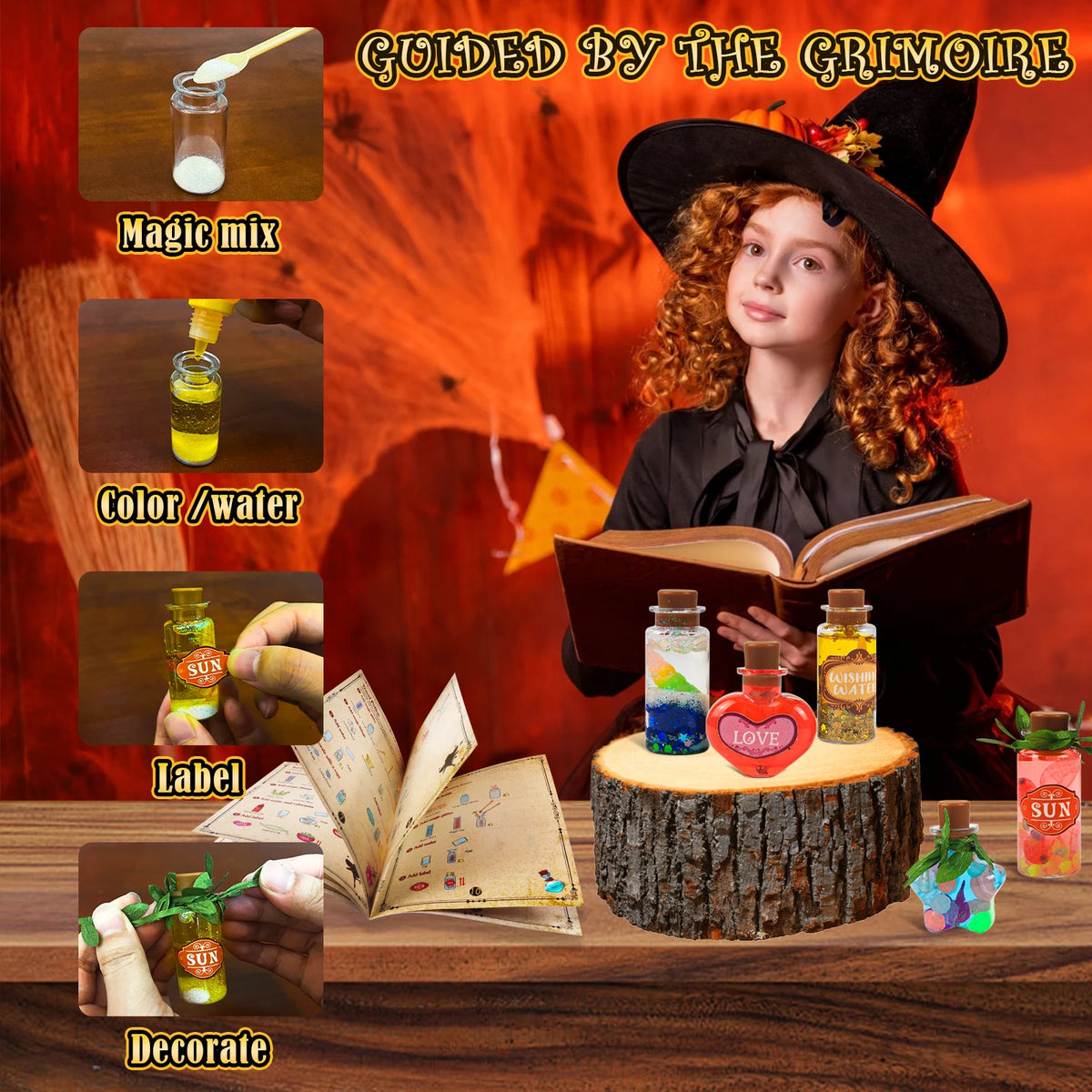 Halloween Witch Potion Kit for Kids, DIY Glowing Spell Potions Craft Set