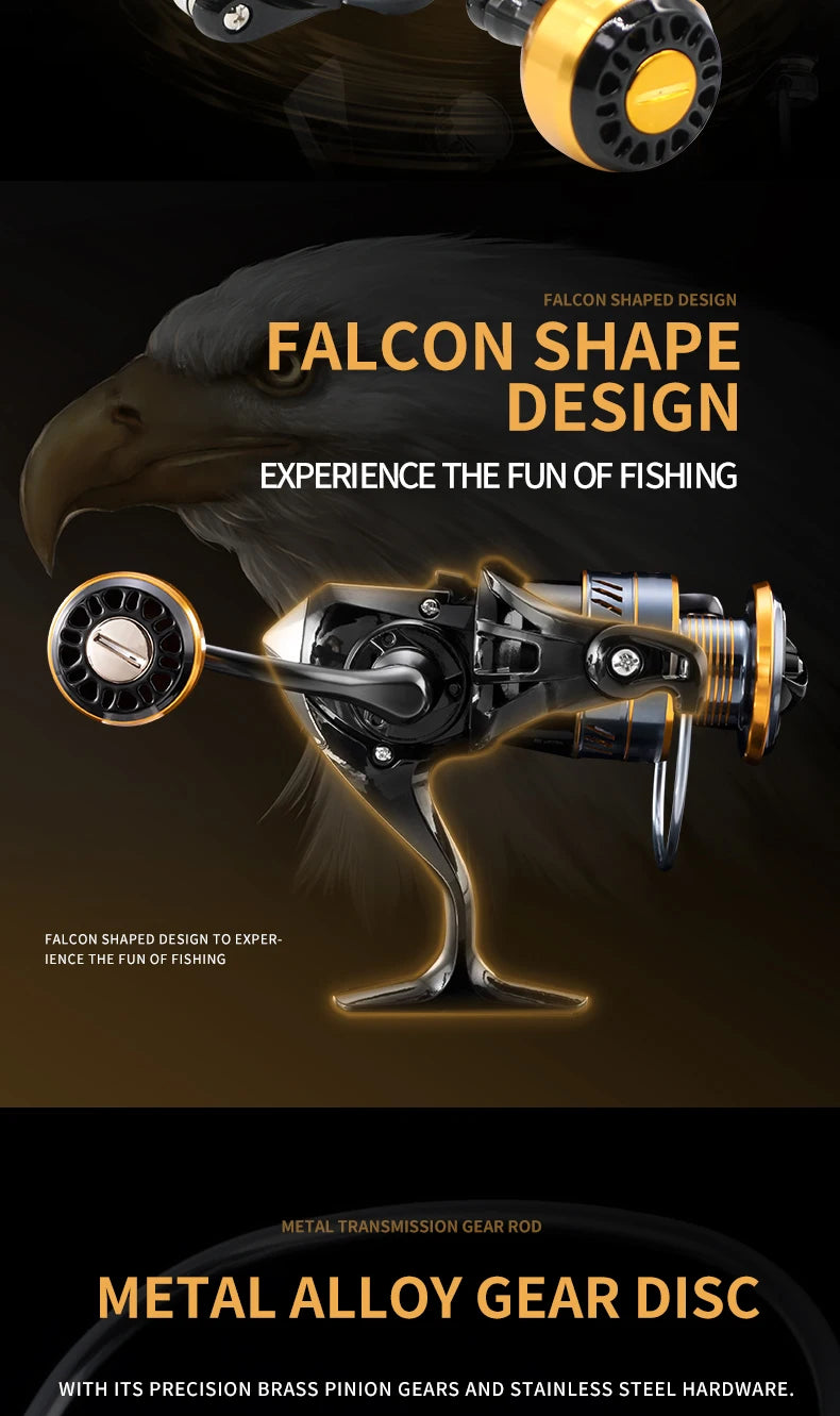 HM NEW Fishing Reel Spinning Reel Metal Reel Cup 10KG Max Drag Power Spinning Wheel High Speed Adapt to Any Water Body