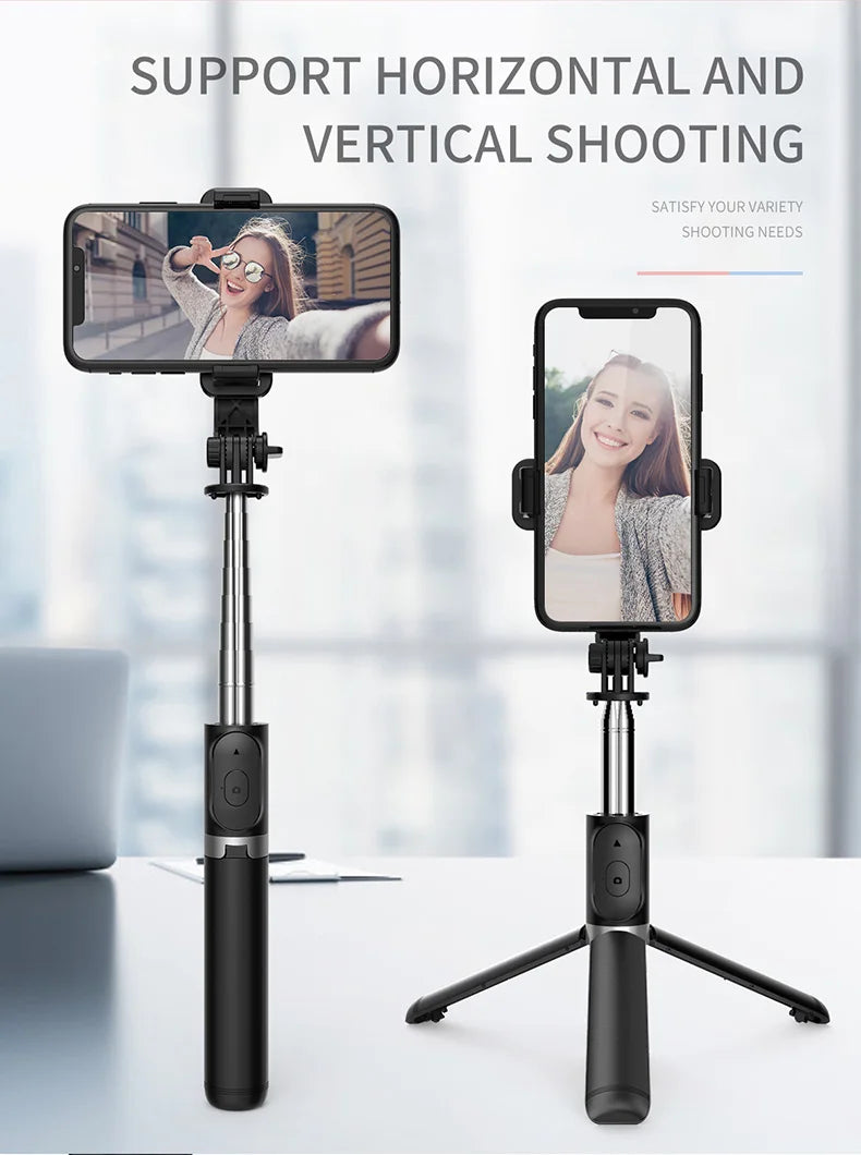 40 inch Retractable Selfie Stick Professional Floor Tripod for Live Streaming, with Wireless Remote, 360° Rotation, Stable Anti-