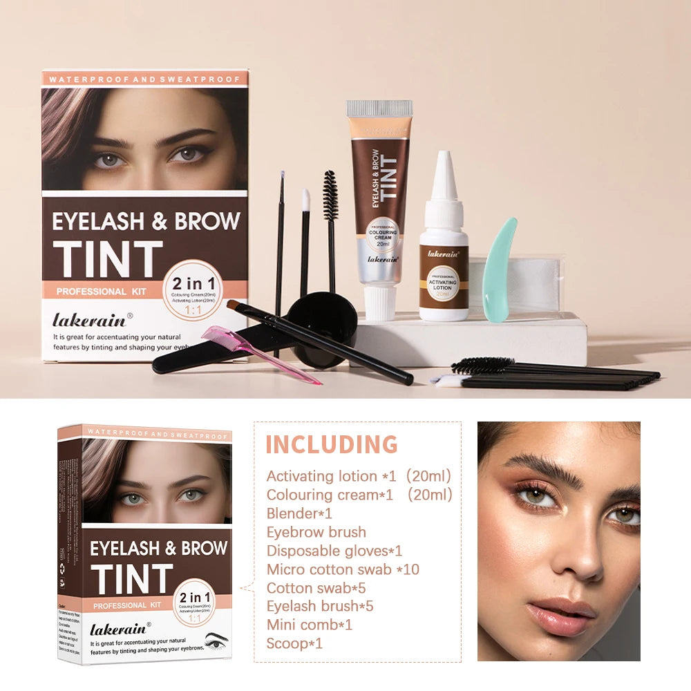 2-in-1 Lash Lift and Tint Kit, Waterproof Semi-Permanent Eyelash Perm and Brow Lamination Set for Salon or Home Use